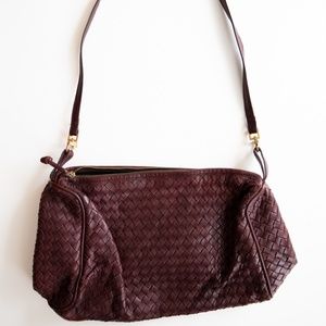 Bottega Veneta Intrecciato Burgundy Leather Handbag